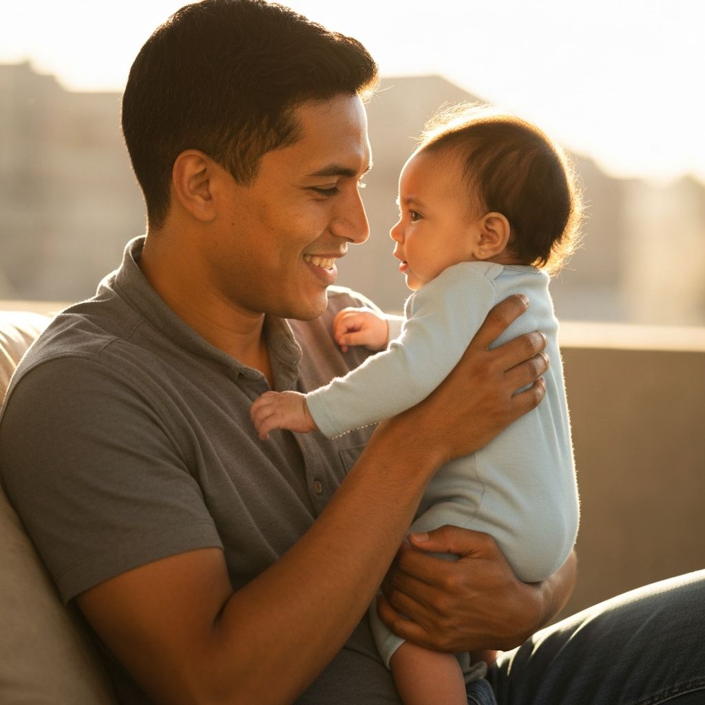 Father holding his newborn baby